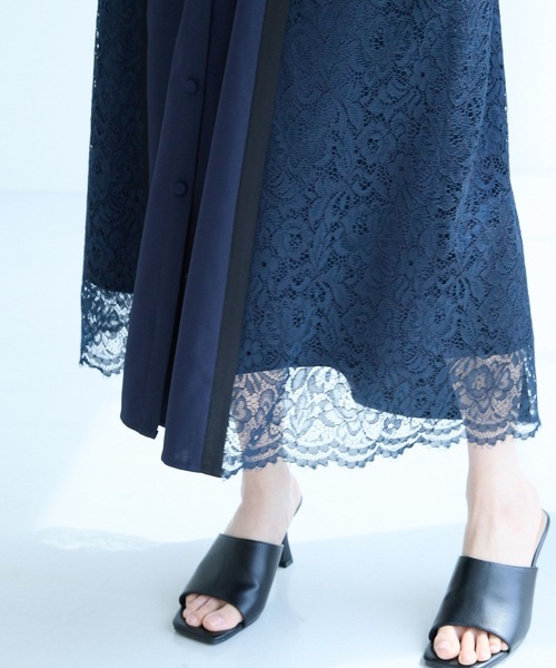 Andemiu（アンデミュウ）の「サイドレースキリカエワンピース半袖499169（ワンピース・レディース・ホワイト/ブルー/ネイビー/ネイビー×ホワイト/ネイビー系9・FREE）」の16枚目の写真