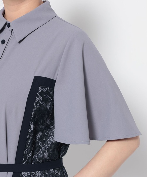 Andemiu（アンデミュウ）の「サイドレースキリカエワンピース半袖499169（ワンピース・レディース・ホワイト/ブルー/ネイビー/ネイビー×ホワイト/ネイビー系9・FREE）」の9枚目の写真