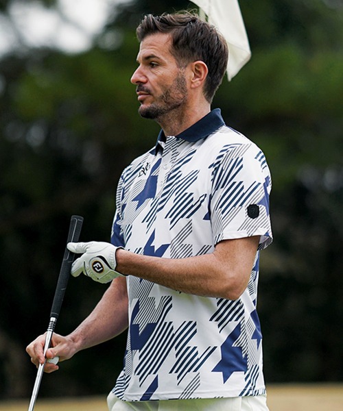 DIVINER GOLF】チドリ柄ポロシャツ メンズ 半袖ポロ シャツ ゴルフ