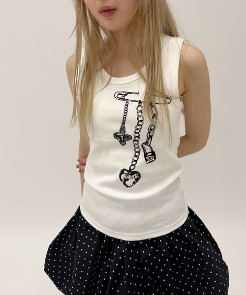 Oriens JOURNAL STANDARD（オリエンス ジャーナルスタンダード）の「チャームグラフィック タンクトップ（タンクトップ・レディース・ブラック/ホワイト・FREE）」の21枚目の写真