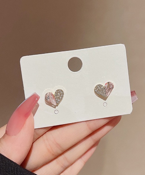 shoppinggo(ショッピングゴー)の「ピアス ピンクハート 可愛いピアス(ピアス(片耳用)・レディース・ゴールド/ピンク・FREE)」の2枚目の写真