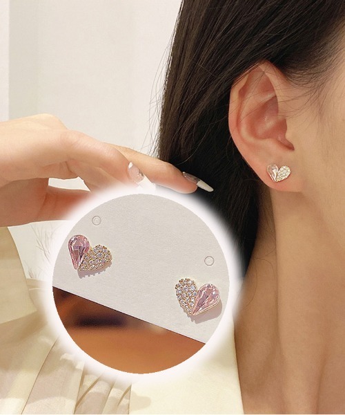 shoppinggo(ショッピングゴー)の「ピアス ピンクハート 可愛いピアス(ピアス(片耳用)・レディース・ゴールド/ピンク・FREE)」の11枚目の写真