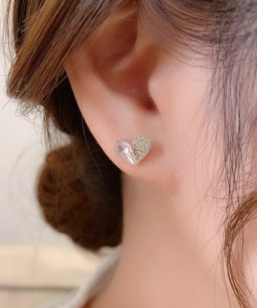 shoppinggo(ショッピングゴー)の「ピアス ピンクハート 可愛いピアス(ピアス(片耳用)・レディース・ゴールド/ピンク・FREE)」の6枚目の写真