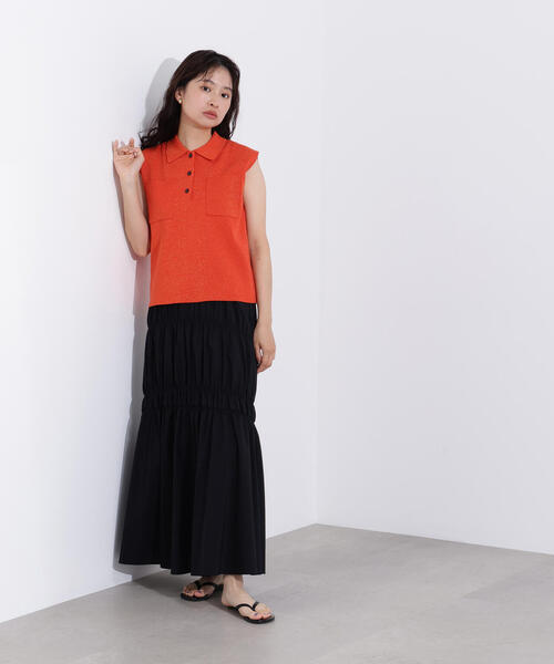 N.（N. Natural Beauty Basic）（エヌエヌナチュラルビューティーベーシック）の「【PS/低身長サイズ】切替ギャザースカート（スカート・レディース・オフホワイト/ブラック・MEDIUM/PS）」の5枚目の写真