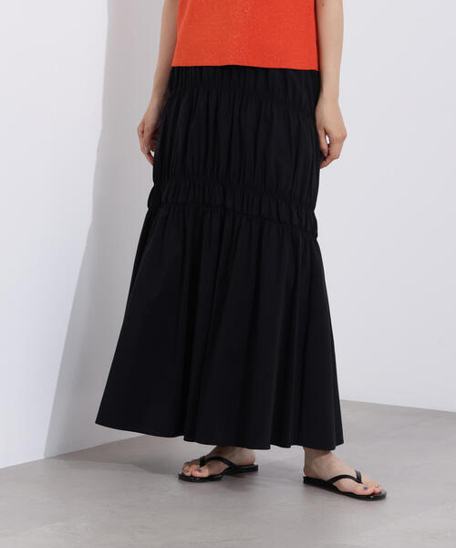 N.（N. Natural Beauty Basic）（エヌエヌナチュラルビューティーベーシック）の「【PS/低身長サイズ】切替ギャザースカート（スカート・レディース・オフホワイト/ブラック・MEDIUM/PS）」の8枚目の写真