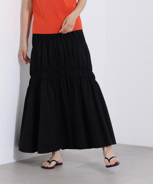 N.（N. Natural Beauty Basic）（エヌエヌナチュラルビューティーベーシック）の「【PS/低身長サイズ】切替ギャザースカート（スカート・レディース・オフホワイト/ブラック・MEDIUM/PS）」の10枚目の写真