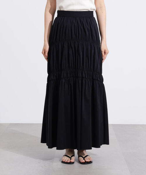 N.（N. Natural Beauty Basic）（エヌエヌナチュラルビューティーベーシック）の「【PS/低身長サイズ】切替ギャザースカート（スカート・レディース・オフホワイト/ブラック・MEDIUM/PS）」の12枚目の写真
