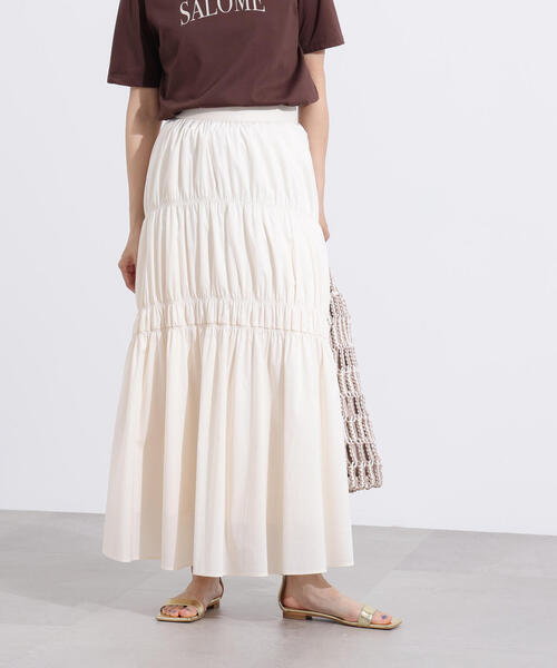 N.（N. Natural Beauty Basic）（エヌエヌナチュラルビューティーベーシック）の「【PS/低身長サイズ】切替ギャザースカート（スカート・レディース・オフホワイト/ブラック・MEDIUM/PS）」の21枚目の写真