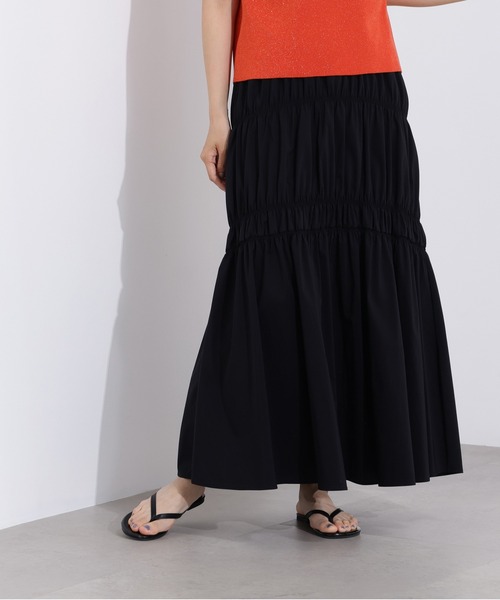 N.（N. Natural Beauty Basic）（エヌエヌナチュラルビューティーベーシック）の「【PS/低身長サイズ】切替ギャザースカート（スカート・レディース・オフホワイト/ブラック・MEDIUM/PS）」の2枚目の写真