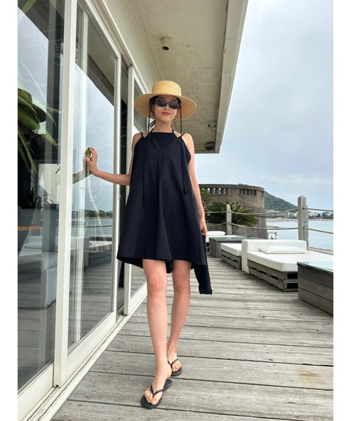 サロペット・オーバーオール・オールインワン esutoreja Wide pants romper セール】フロントジップハイウエストタック入りオールインワン