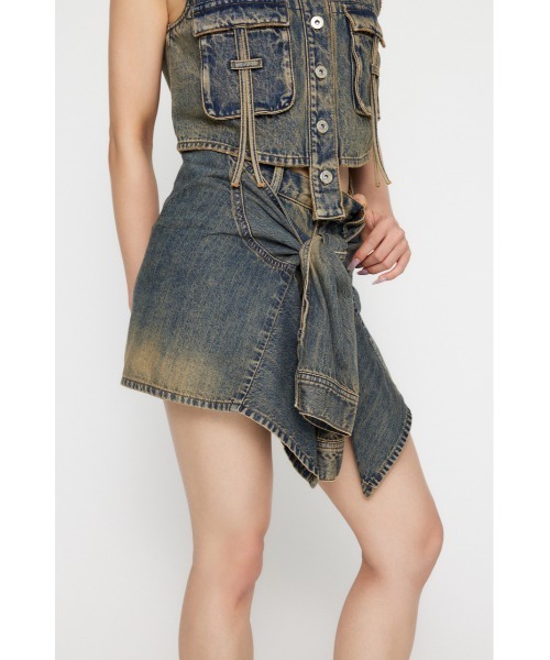 LAGUA GEM(ラグアジェム)の「WRAP SLEEVE デニムショートパンツ(デニムパンツ・レディース・ブルー/ブラック・X-SMALL/SMALL/MEDIUM)」の17枚目の写真