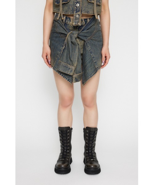 LAGUA GEM(ラグアジェム)の「WRAP SLEEVE デニムショートパンツ(デニムパンツ・レディース・ブルー/ブラック・X-SMALL/SMALL/MEDIUM)」の20枚目の写真