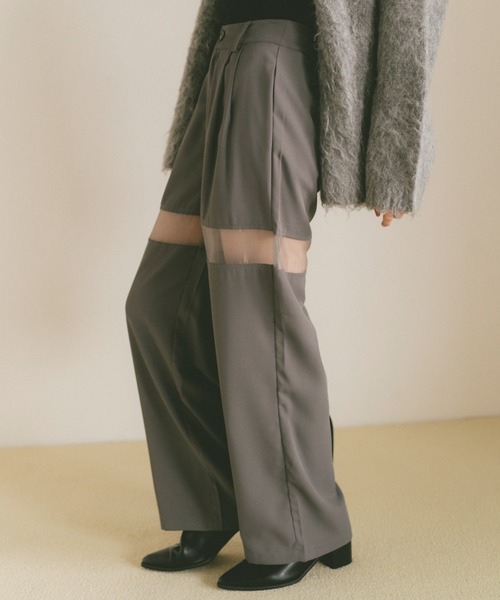 VANNIE U（ヴァニーユー）の「シアーラインスラックスパンツ/SMLサイズ展開（スラックス・レディース・グレー/アイボリー・S/M/L）」の4枚目の写真