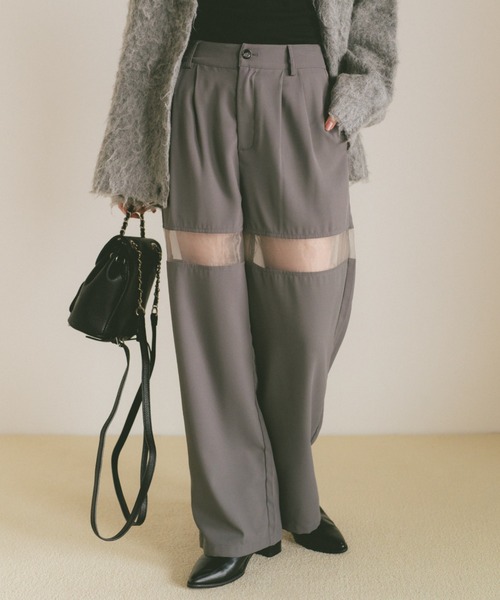 VANNIE U（ヴァニーユー）の「シアーラインスラックスパンツ/SMLサイズ展開（スラックス・レディース・グレー/アイボリー・S/M/L）」の6枚目の写真