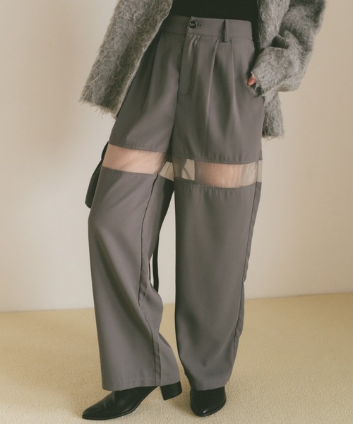 VANNIE U（ヴァニーユー）の「シアーラインスラックスパンツ/SMLサイズ展開（スラックス・レディース・グレー/アイボリー・S/M/L）」の7枚目の写真