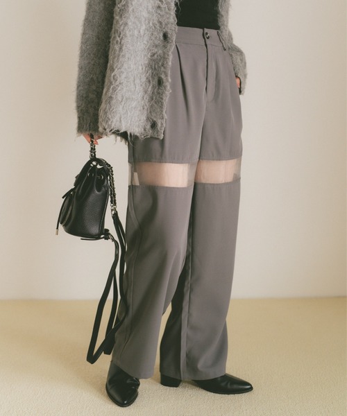 VANNIE U（ヴァニーユー）の「シアーラインスラックスパンツ/SMLサイズ展開（スラックス・レディース・グレー/アイボリー・S/M/L）」の8枚目の写真