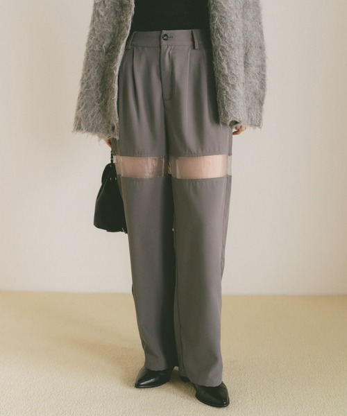 VANNIE U（ヴァニーユー）の「シアーラインスラックスパンツ/SMLサイズ展開（スラックス・レディース・グレー/アイボリー・S/M/L）」の5枚目の写真