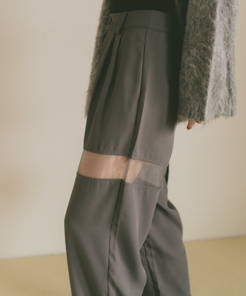 VANNIE U（ヴァニーユー）の「シアーラインスラックスパンツ/SMLサイズ展開（スラックス・レディース・グレー/アイボリー・S/M/L）」の3枚目の写真