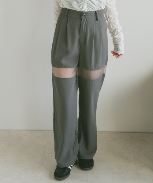 VANNIE U(ヴァニーユー)の「シアーラインスラックスパンツ/SMLサイズ展開(スラックス・レディース・グレー/アイボリー・S/M/L)」の10枚目の写真