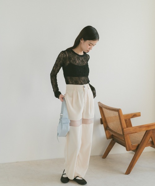 VANNIE U(ヴァニーユー)の「シアーラインスラックスパンツ/SMLサイズ展開(スラックス・レディース・グレー/アイボリー・S/M/L)」の18枚目の写真