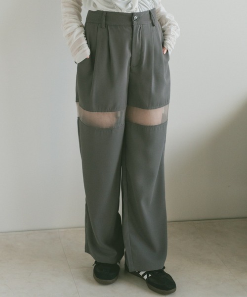 VANNIE U(ヴァニーユー)の「シアーラインスラックスパンツ/SMLサイズ展開(スラックス・レディース・グレー/アイボリー・S/M/L)」の9枚目の写真