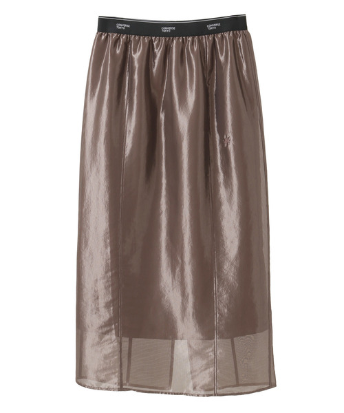 CONVERSE TOKYO(コンバーストウキョウ)の「WAIST LOGO SHINY SHEER SKIRT(スカート・レディース・ベージュ/カーキ/ブラック・FREE)」の3枚目の写真