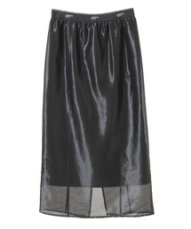WAIST LOGO SHINY SHEER SKIRT