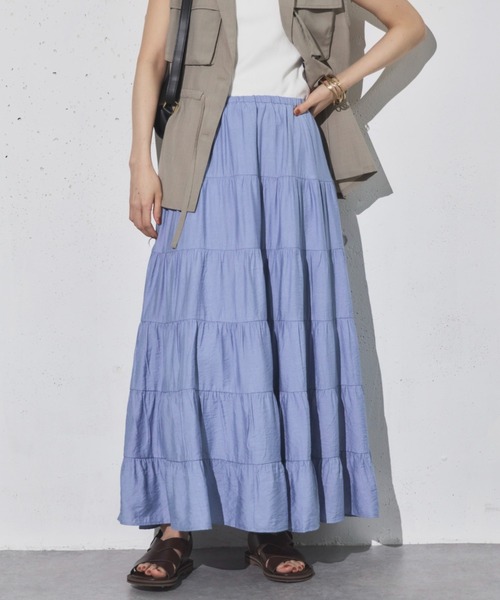 Doux archives(ドゥアルシーヴ)の「ギャザーティアードスカート(スカート・レディース・グレー/サックスブルー/ブラウン・FREE)」の1枚目の写真