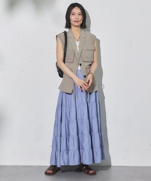 Doux archives(ドゥアルシーヴ)の「ギャザーティアードスカート(スカート・レディース・グレー/サックスブルー/ブラウン・FREE)」の21枚目の写真