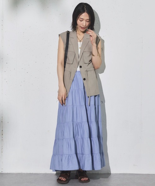 Doux archives(ドゥアルシーヴ)の「ギャザーティアードスカート(スカート・レディース・グレー/サックスブルー/ブラウン・FREE)」の22枚目の写真