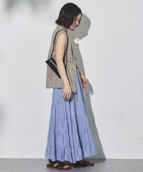 Doux archives(ドゥアルシーヴ)の「ギャザーティアードスカート(スカート・レディース・グレー/サックスブルー/ブラウン・FREE)」の5枚目の写真