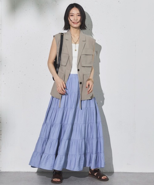 Doux archives(ドゥアルシーヴ)の「ギャザーティアードスカート(スカート・レディース・グレー/サックスブルー/ブラウン・FREE)」の7枚目の写真