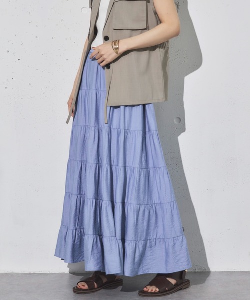 Doux archives(ドゥアルシーヴ)の「ギャザーティアードスカート(スカート・レディース・グレー/サックスブルー/ブラウン・FREE)」の9枚目の写真