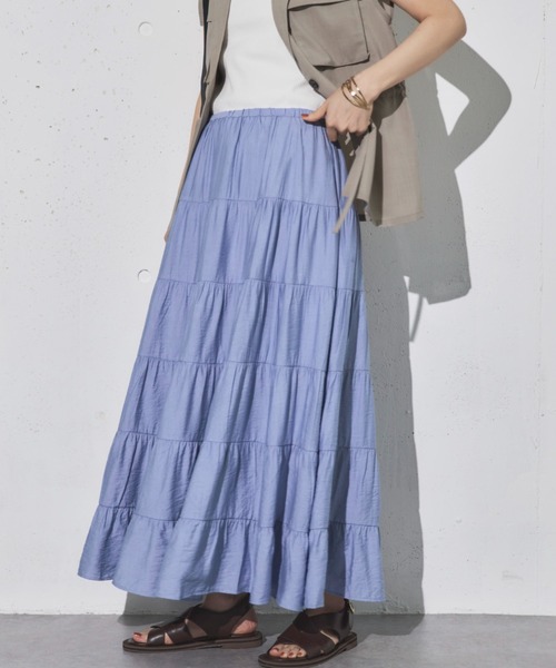 Doux archives(ドゥアルシーヴ)の「ギャザーティアードスカート(スカート・レディース・グレー/サックスブルー/ブラウン・FREE)」の10枚目の写真