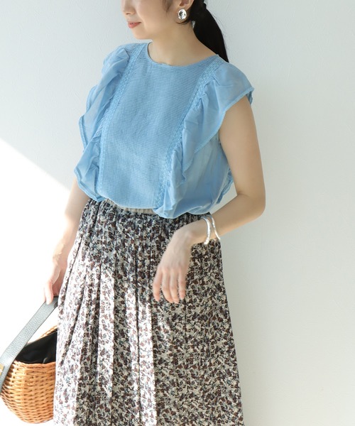 Jines（ジネス）の「インド刺繍ラッフルブラウス（シャツ/ブラウス・レディース・ブラック/ブルー・38）」の5枚目の写真