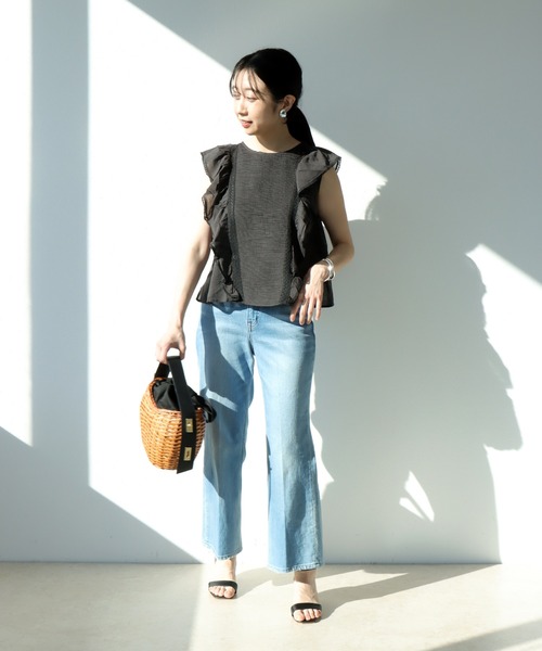 Jines（ジネス）の「インド刺繍ラッフルブラウス（シャツ/ブラウス・レディース・ブラック/ブルー・38）」の6枚目の写真