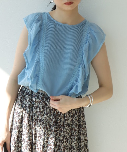 Jines(ジネス)の「インド刺繍ラッフルブラウス(シャツ/ブラウス・レディース・ブラック/ブルー・38)」の4枚目の写真