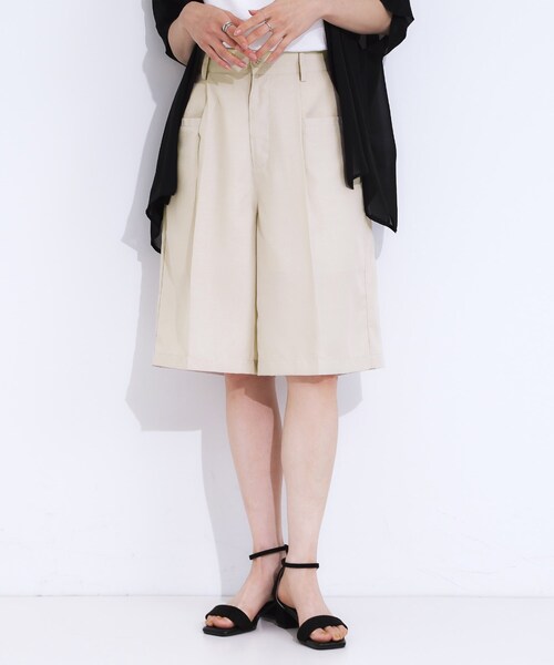 Cutie Blonde（キューティーブロンド）の「【S-LL】大人のための 麻調タックハーフパンツ（その他パンツ・レディース・ブラック/ナチュラル・04/01/02/03）」の7枚目の写真