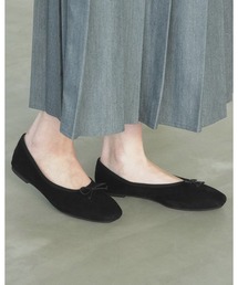 刺繍入り フェイクスエード シューズ TINA：JOJUN（バレエシューズ