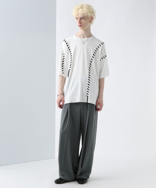 HARE(ハレ)の「ハンドダブルステッチニットプルオーバー(HARE)(ニット/セーター・メンズ・ブラック/ホワイト/グリーン・FREE)」の15枚目の写真