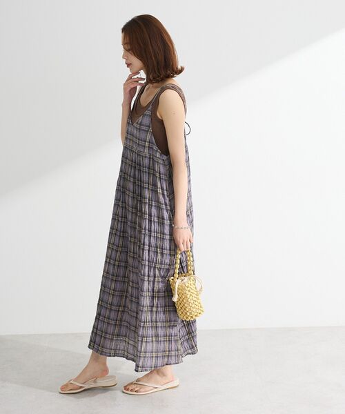 Green Parks(グリーンパークス)の「インド綿 ボリュームキャミワンピース(ワンピース・レディース・ブラック/グレー/ネイビー/ブラウン・FREE)」の7枚目の写真
