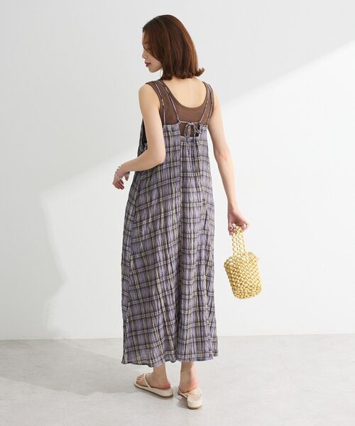 Green Parks(グリーンパークス)の「インド綿 ボリュームキャミワンピース(ワンピース・レディース・ブラック/グレー/ネイビー/ブラウン・FREE)」の8枚目の写真