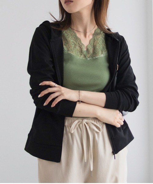 Mac-House(マックハウス)の「【UVカット ・ドライ】 ジップパーカー(パーカー・レディース・ピンク/アクア/グリーン系/ラベンダー/オートミール/ブラック/杢グレー・M/L/XL)」の10枚目の写真