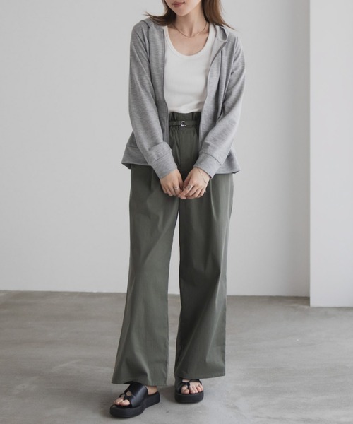 Mac-House(マックハウス)の「【UVカット ・ドライ】 ジップパーカー(パーカー・レディース・ピンク/アクア/グリーン系/ラベンダー/オートミール/ブラック/杢グレー・M/L/XL)」の12枚目の写真