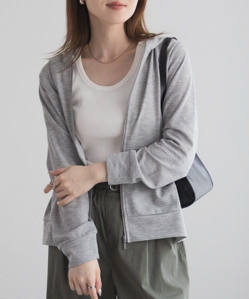 Mac-House(マックハウス)の「【UVカット ・ドライ】 ジップパーカー(パーカー・レディース・ピンク/アクア/グリーン系/ラベンダー/オートミール/ブラック/杢グレー・M/L/XL)」の14枚目の写真