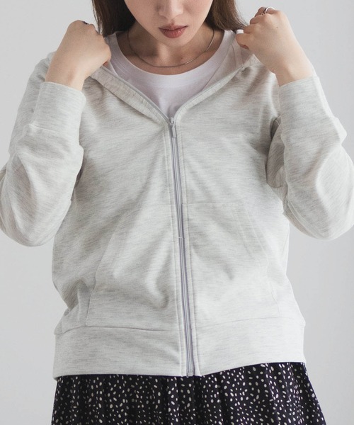 Mac-House(マックハウス)の「【UVカット ・ドライ】 ジップパーカー(パーカー・レディース・ピンク/アクア/グリーン系/ラベンダー/オートミール/ブラック/杢グレー・M/L/XL)」の18枚目の写真