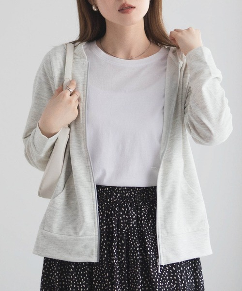 Mac-House(マックハウス)の「【UVカット ・ドライ】 ジップパーカー(パーカー・レディース・ピンク/アクア/グリーン系/ラベンダー/オートミール/ブラック/杢グレー・M/L/XL)」の17枚目の写真