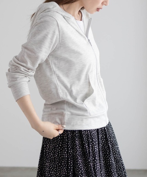 Mac-House(マックハウス)の「【UVカット ・ドライ】 ジップパーカー(パーカー・レディース・ピンク/アクア/グリーン系/ラベンダー/オートミール/ブラック/杢グレー・M/L/XL)」の19枚目の写真