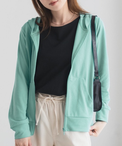 Mac-House(マックハウス)の「【UVカット ・ドライ】 ジップパーカー(パーカー・レディース・ピンク/アクア/グリーン系/ラベンダー/オートミール/ブラック/杢グレー・M/L/XL)」の22枚目の写真