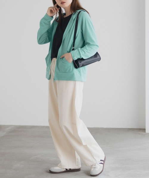 Mac-House(マックハウス)の「【UVカット ・ドライ】 ジップパーカー(パーカー・レディース・ピンク/アクア/グリーン系/ラベンダー/オートミール/ブラック/杢グレー・M/L/XL)」の21枚目の写真